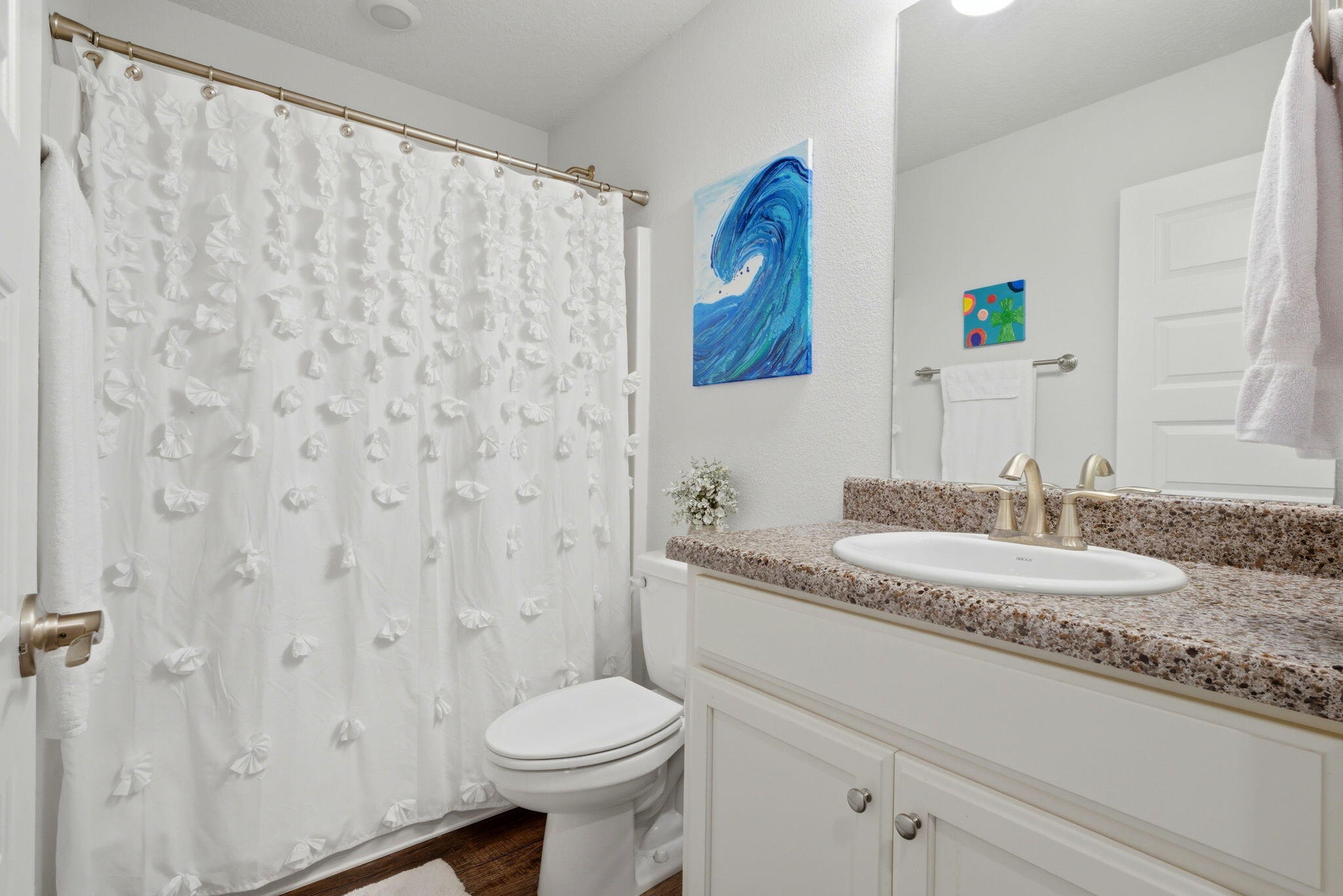 142 Ridgeway Circle Crestview, FL 32536 - Photo 33 of 41 a bathroom with a granite countertop sink and a mirror