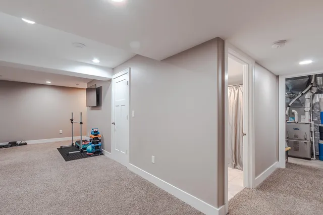 a view of a room with gym equipment
