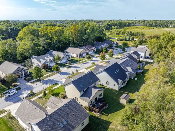 an aerial view of a house