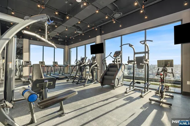 a view of a room with gym equipment