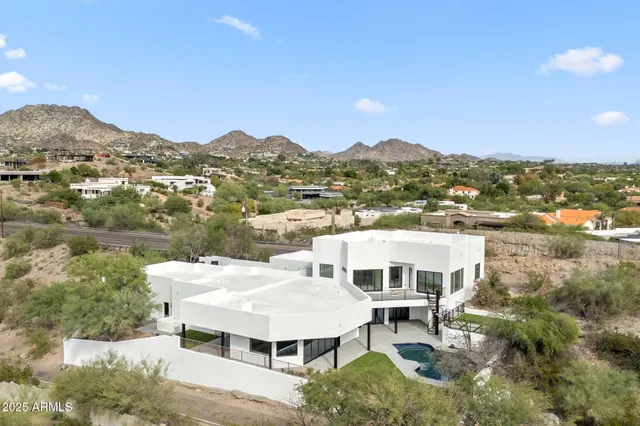 a view of a terrace with a lake view