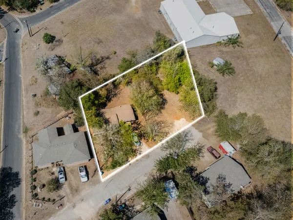 an aerial view of a house