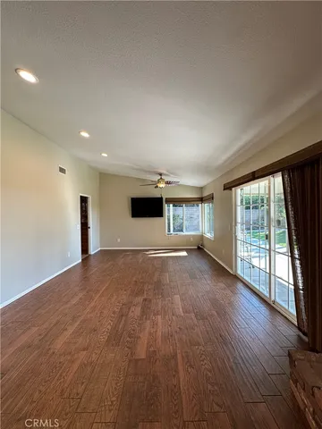 a living room with fireplace