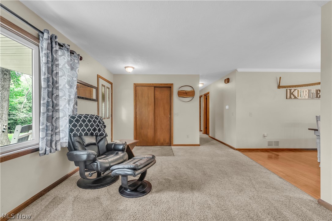 408 River Road Canal Fulton, OH 44614 - Photo 20 of 42 Carpeted living area with light walls and wood trim