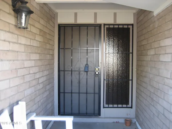 a view of wooden door