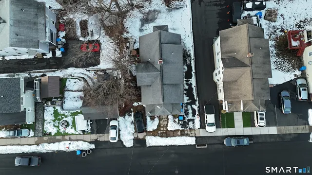 an aerial view of waterside residential houses