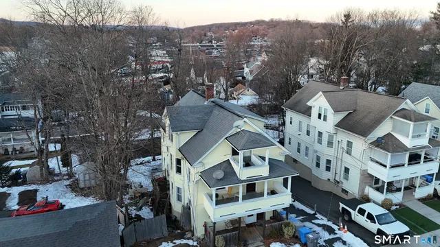a view of a city with tall buildings
