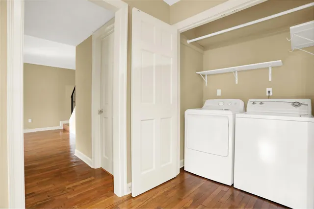 a utility room with dryer and washer