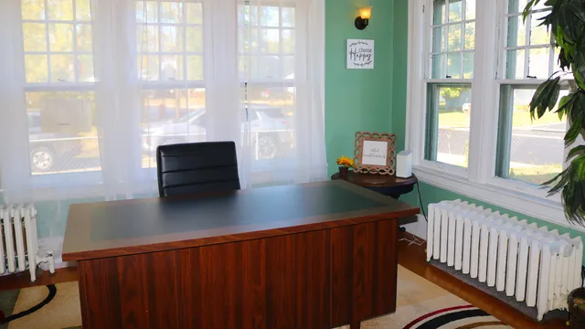 a view of a living room and a window