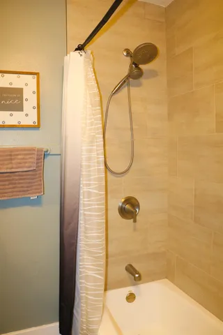 a bathroom that has a shower
