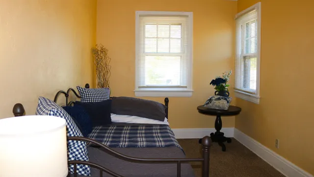 a living room with furniture