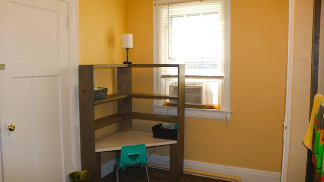 a bathroom with a window