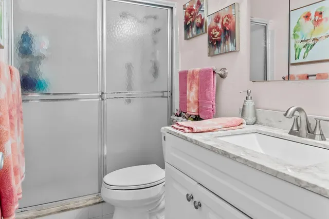 a bathroom with a sink toilet and vanity