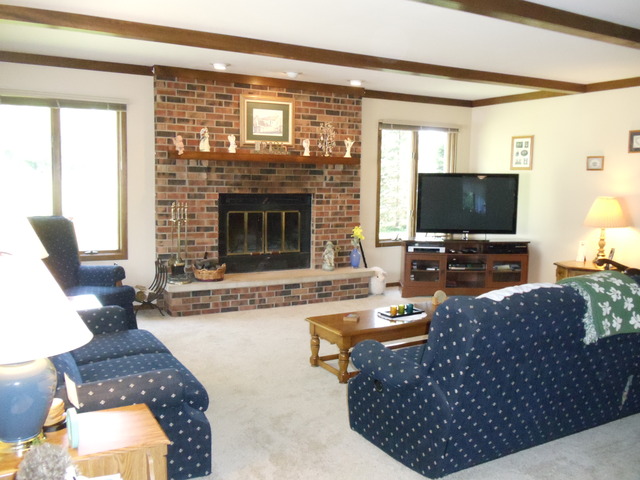 149 Swanson Road Sycamore, IL 60178 - Photo 8 of 22 a living room with furniture a fireplace and a flat screen tv