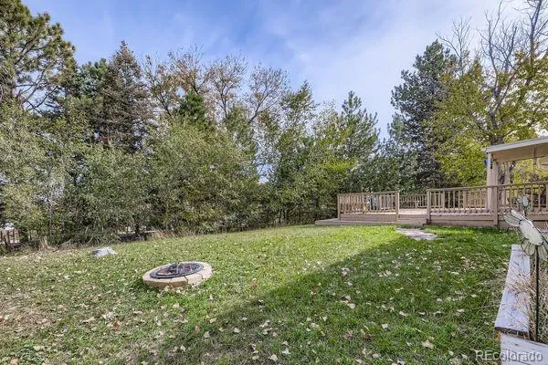 a view of a backyard with swimming pool