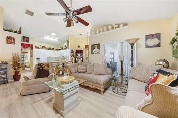 a living room with furniture