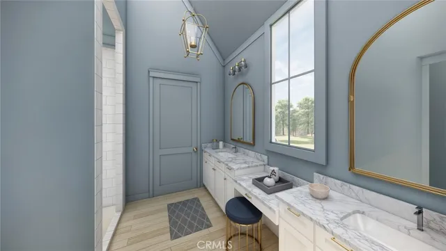 a workspace with furniture and a window