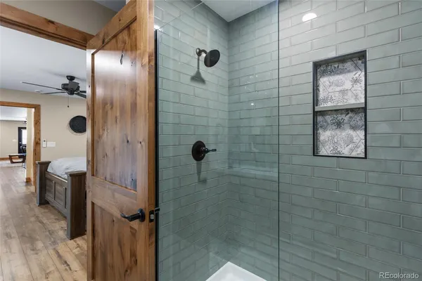 a bathroom with a shower