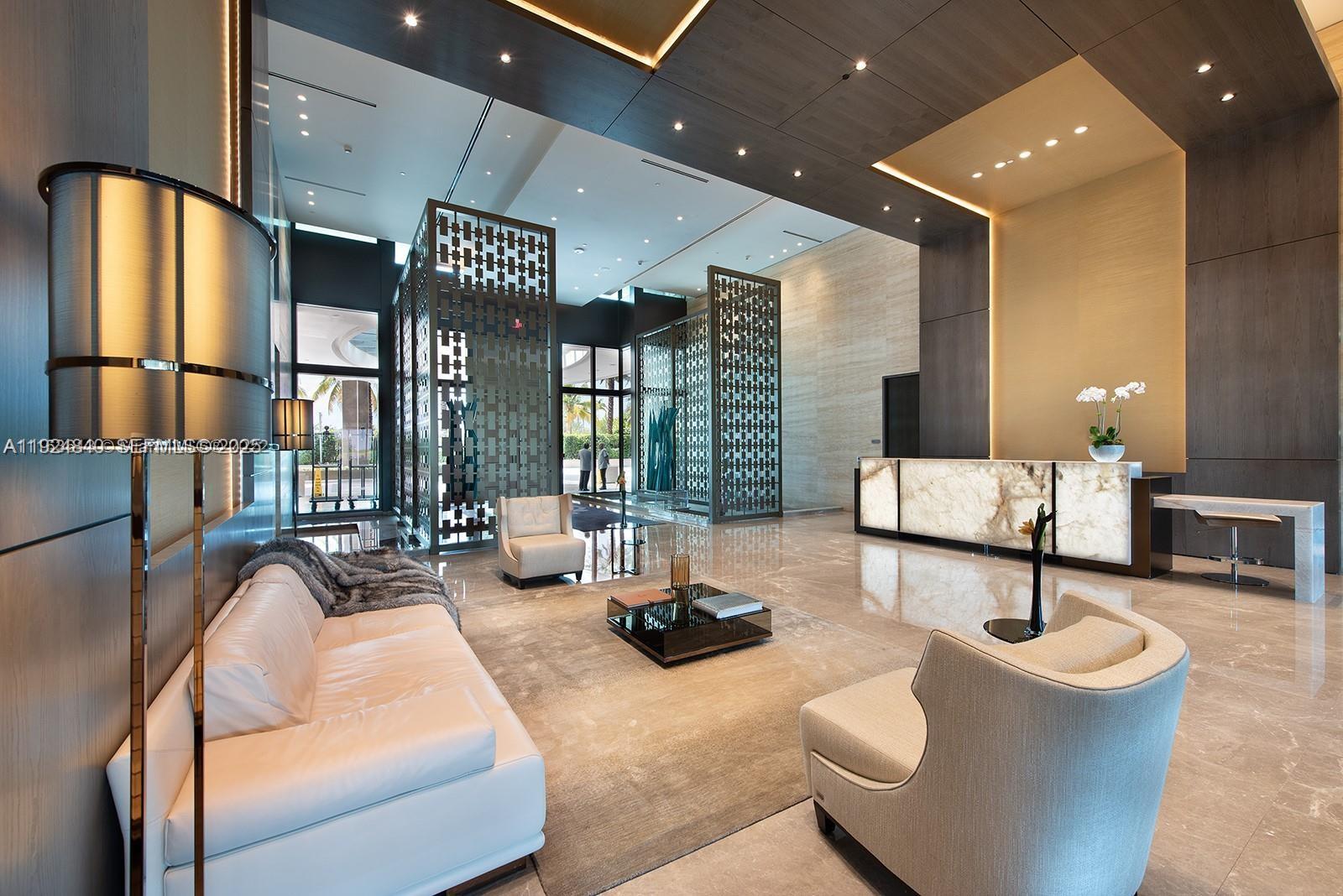 Surfside Surfside, FL 33154 - Photo 18 of 36 a living room with furniture and floor to ceiling window