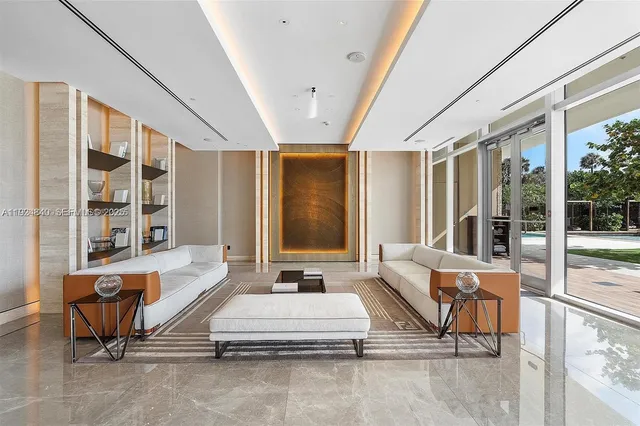 a view of a building with sitting area