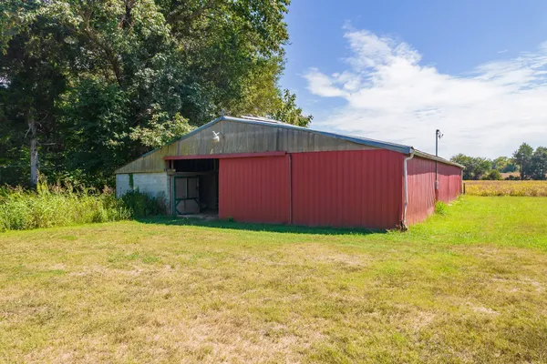 a view of a back yard with green space