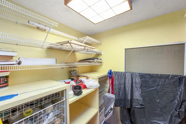 a view of a room with painted walls