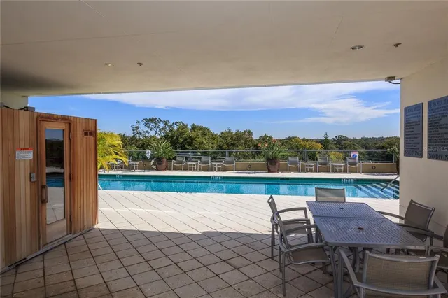 a view of a terrace with sitting area
