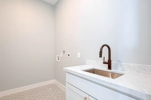 a close view of a sink and tap
