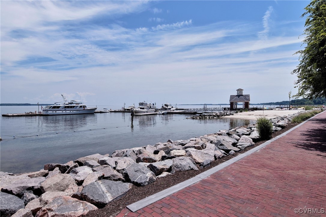 325 Martin Farm Road Yorktown, VA 23692 - Photo 47 of 50 View of water feature with a gazebo and a boat doc