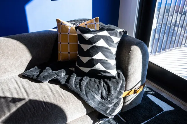 an aerial view of a painting on the wall