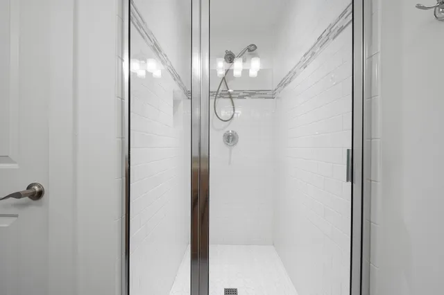 a view of a room with racks on the wall