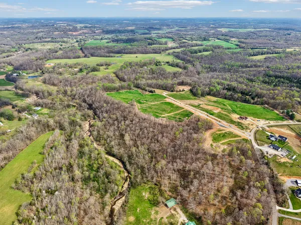 a view of a field with an ocean