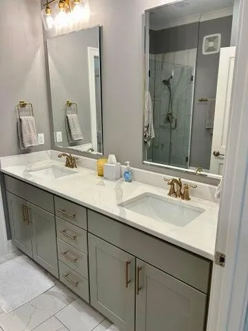 a bathroom with a shower