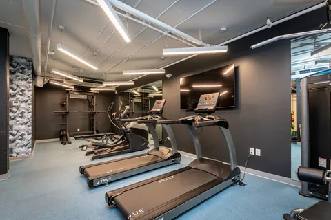 a room with gym equipment