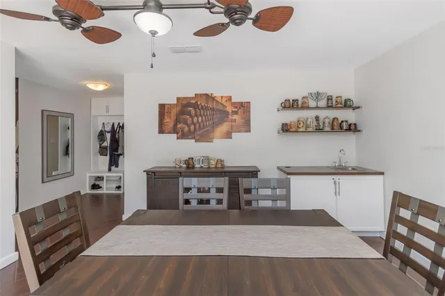 a workspace with furniture and window