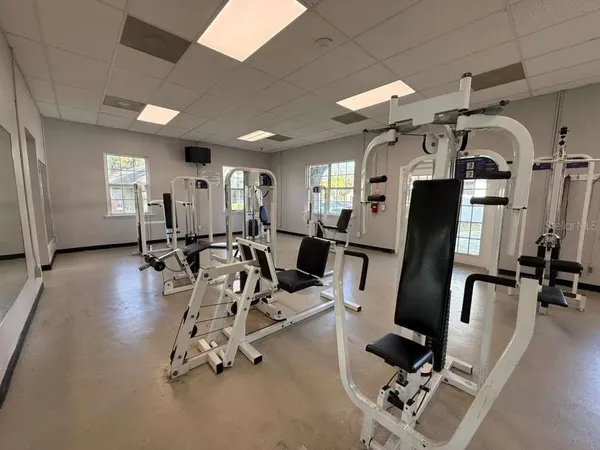 a view of a room with gym equipment