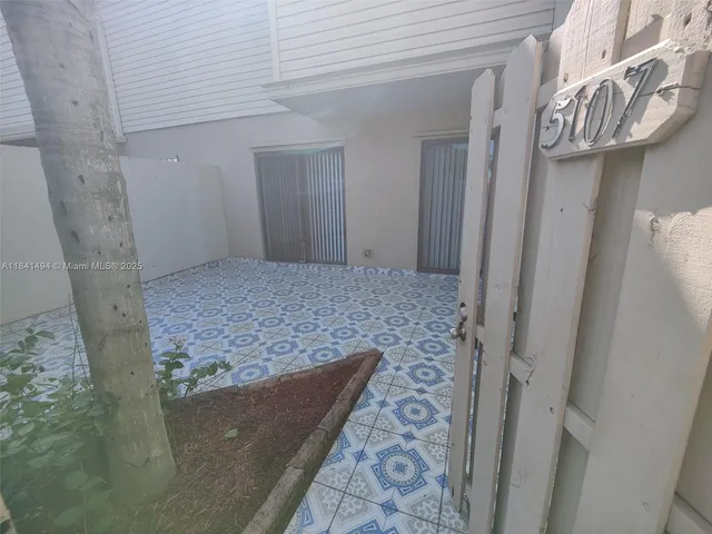 a view of a black gate