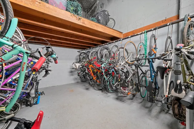 a view of a bike storage with bicycles