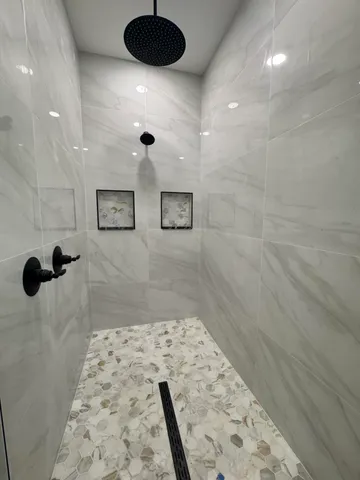 a view of a room with a window