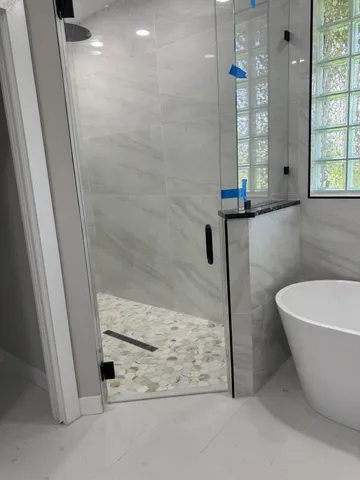 a bathroom with a shower