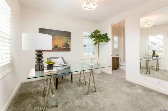 a room with furniture and a potted plant