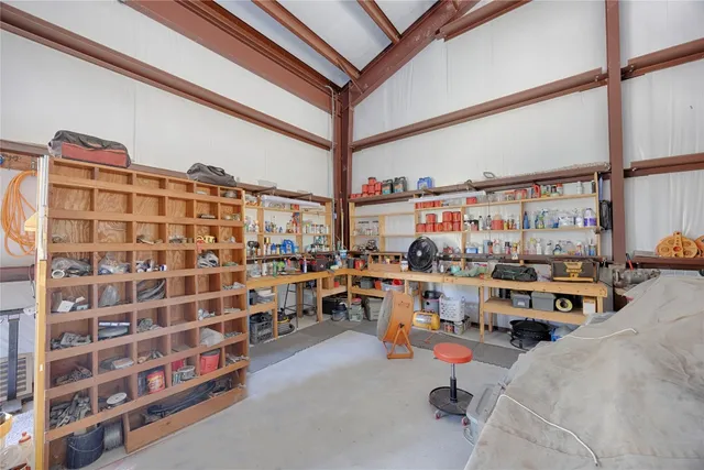 an outdoor space with lots of trees