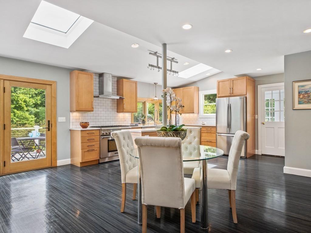 41 Lila Road Boston, MA 02130 - Photo 10 of 39 a dining room with stainless steel appliances granite countertop furniture wooden floor and a kitchen view