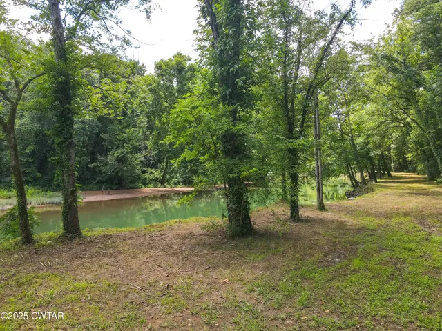 a view of lake with green space