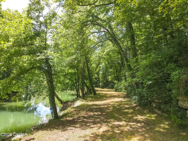 a view of lake with green space