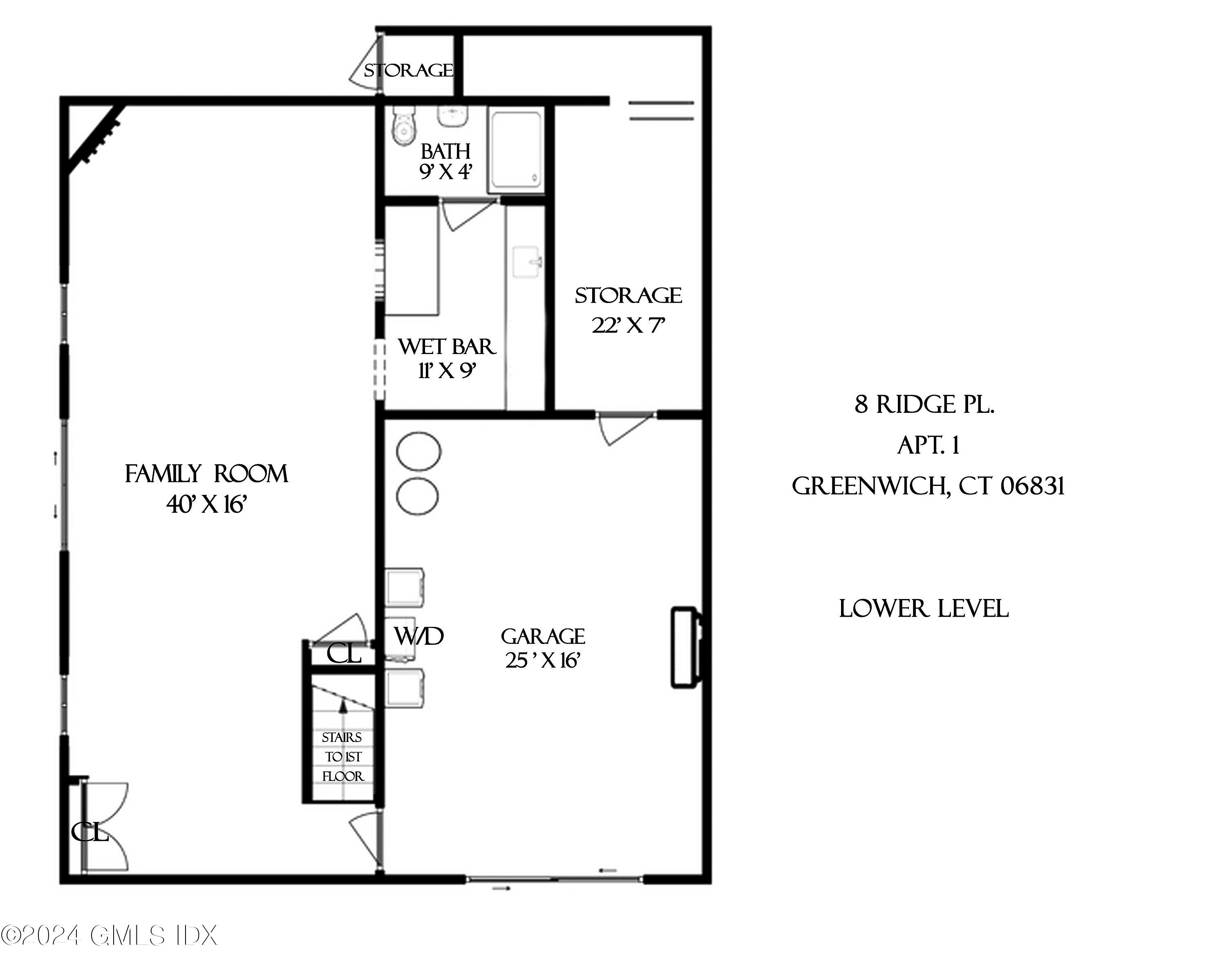 8 Ridge Place, Unit 1 Greenwich, CT 06831 - Photo 38 of 38 FLOOR PLAN-LOWER LEVEL