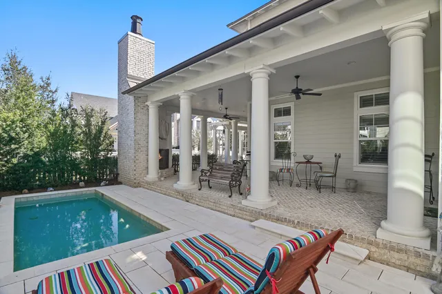 a view of an outdoor space with seating area