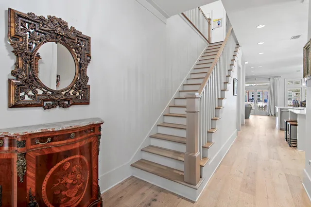 a view of a hallway with washer and dryer