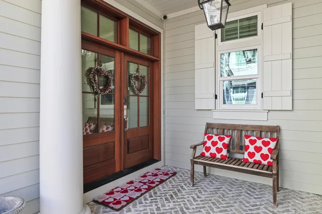 a view of an outdoor space with a balcony