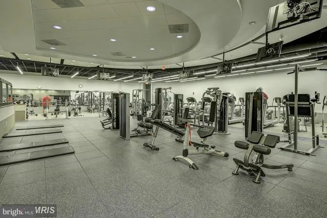 a view of a room with gym equipment